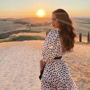 MANGO polka dot bow maxi dress